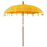 vidaXL Parasol balinais Jaune (210-220) x 260 cm Coton et bois massif