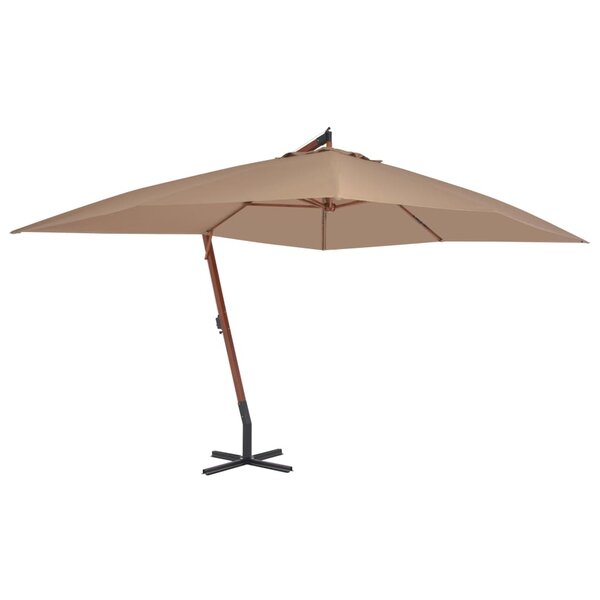 vidaXL Parasol en porte-à-faux avec mât en bois 400x300 cm Taupe