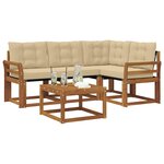 vidaXL Ensemble de canapés d'extérieur 5 Pièces Naturel et Beige