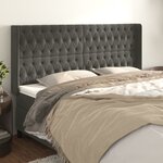 vidaXL Tête de lit avec oreilles Gris foncé 203x16x118/128 cm Velours