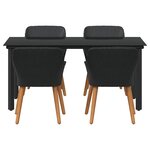vidaXL Ensemble de salle à manger pour jardin 5 Pièces Noir polyrotin