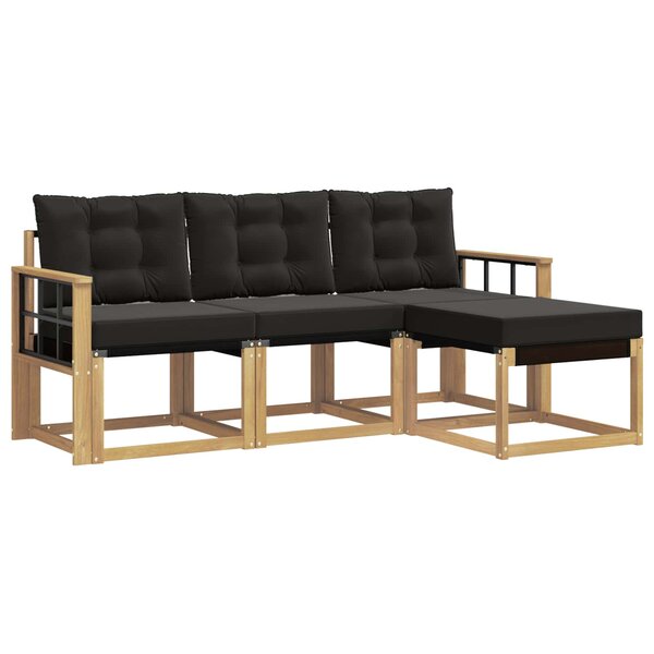 vidaXL Ensemble de canapés d'extérieur 4 Pièces Blanc et noir
