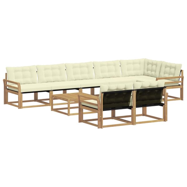 vidaXL Ensemble de canapés d'extérieur 9 Pièces Blanc et crème