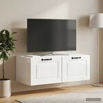 vidaXL Meuble TV mural Montage mural Blanc brillant 78 5 x 41 x 30 cm