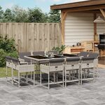 vidaXL Ensemble à manger de jardin 11Pièces avec coussins gris poly rotin