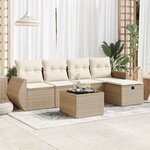 vidaXL Salon de jardin avec coussins 6 Pièces beige résine tressée