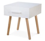 Table de nuit Tiroir blanc en pin