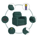 vidaXL Fauteuil de massage inclinable Vert foncé Tissu
