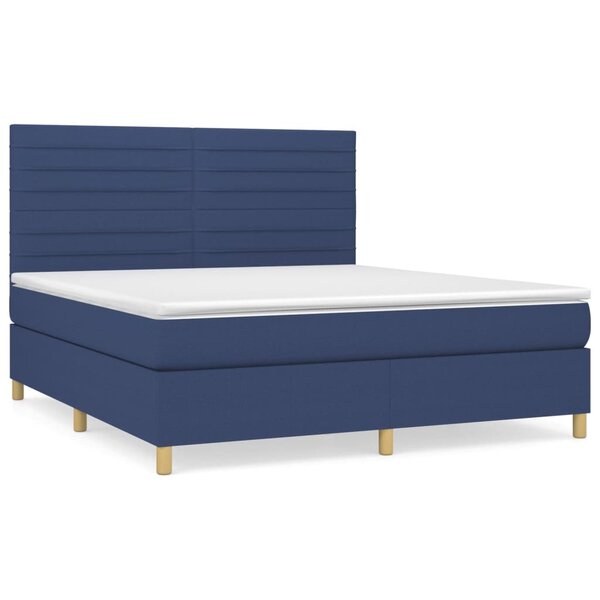vidaXL Sommier à lattes de lit avec matelas Bleu 180x200 cm Tissu