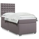 vidaXL Sommier à lattes de lit avec matelas Gris 90x190 cm Similicuir