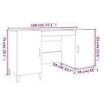 vidaXL Bureau Chêne fumé 140x50x75 cm Bois d'ingénierie