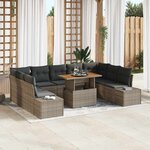 vidaXL Ensemble de salle à manger pour jardin 10 Pièces Gris  Marron
