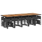 vidaXL Ensemble à manger de jardin 15 Pièces coussins noir résine tressée