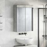 vidaXL Amoire de salle de bain avec miroir avec porte TULUM Gris béton