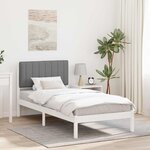 vidaXL Cadre de lit avec tête de lit rembourrée Blanc et gris clair