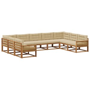 vidaXL Ensemble de canapés d'extérieur 9 pc Naturel et Beige