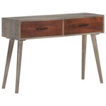 vidaXL Table console Gris 110x35x75 cm Bois de manguier massif brut