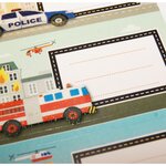 12 étiquettes adhésives scolaires - Rectangle - Voiture de police  camion de pompier