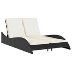 vidaXL Chaise longue avec coussins noir 114x205x73 cm résine tressée