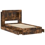 vidaXL Cadre de lit avec rangement avec tiroir Chêne fumé 75 x 190 cm
