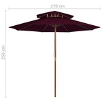 vidaXL Parasol à deux étages avec mât en bois rouge bordeaux 270 cm