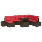 vidaXL Ensemble de canapé de jardin 9 Pièces Marron et rouge polyrotin