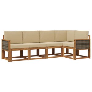 vidaXL Ensemble de canapés d'extérieur 5 pc Naturel et Beige Polyester