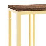 vidaXL Table console doré acier inoxydable et bois massif récupération