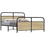vidaXL Cadre de lit en métal sans matelas chêne sonoma 150x200 cm