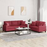 vidaXL Ensemble de canapés 2 Pièces et coussins rouge bordeaux similicuir