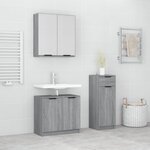 vidaXL Ensemble d'armoires de salle de bain 3 Pièces sonoma gris