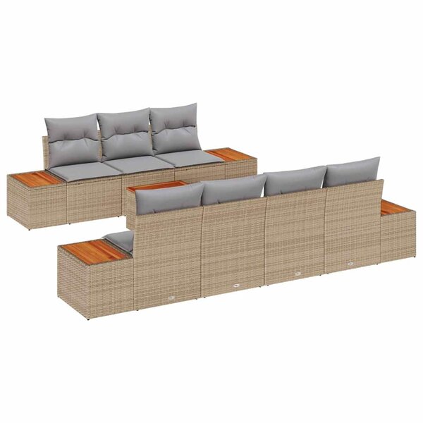 vidaXL Ensemble de canapé de jardin 8 Pièces Beige Poly rotin