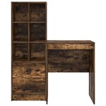 vidaXL Bureau avec tiroir avec étagère avec stockage 2 Pièces Chêne fumé