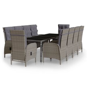 vidaXL Mobilier à dîner de jardin 11 Pièces Résine tressée Gris