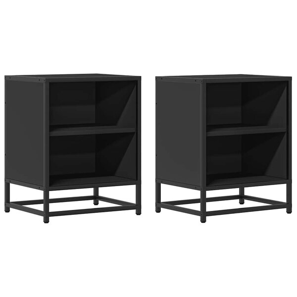 vidaXL Tables de chevet 2 Pièces noir 40x31x50 cm bois d'ingénierie métal