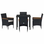 vidaXL Ensemble de salle à manger pour jardin 5 Pièces Noir Poly rotin