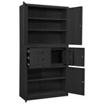 Armoire de bureau avec 3 étagères réglables et casier design moderne 90 x 40 x 180 cm en acier anthracite 02_0046914