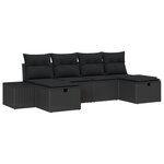 vidaXL Ensemble de canapé de jardin 6 pièces avec coussins - Poly Rattan noir