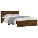 vidaXL Cadre de lit avec tête de lit et LED chêne marron 120x190 cm