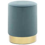 vidaXL Tabouret Bleu clair et doré Velours 28 x 36 cm