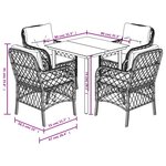vidaXL Ensemble à manger de jardin coussins 5Pièces Noir Résine tressée