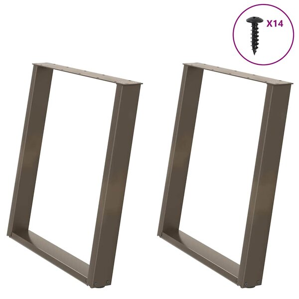 vidaXL Pieds de table à manger en U 2 pièces Acier naturel 80 x (72-73) cm Acier