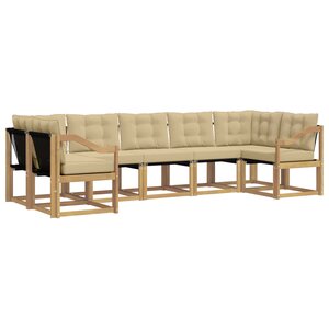 vidaXL Ensemble de canapés d'extérieur 7 Pièces Blanc et Beige