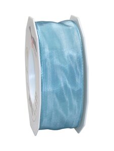 Ruban de soie acetat laitonné lyon 25-m-rouleau 40 mm aigue marine