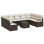 vidaXL Ensemble de canapé de jardin avec coussin 10 Pièces Marron  Crème