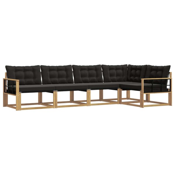 vidaXL Ensemble de canapés d'extérieur 5 Pièces Blanc et noir
