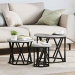 vidaXL Table d'appoint empilable 3 Pièces Sonoma gris 53 x 53 x 40 cm