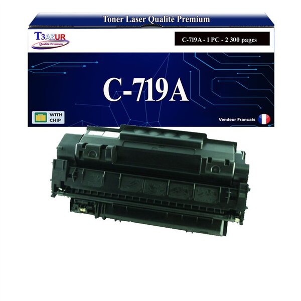 T3AZUR - Toner compatible avec Canon 719A pour Canon LBP-6650  LBP-6650DN  LBP-6670DN  LBP-6680X Noir - 2 300p