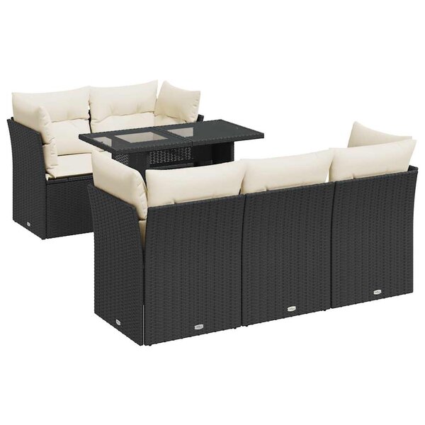vidaXL Salon de jardin 6 Pièces avec coussins noir résine tressée