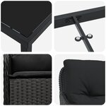 vidaXL Ensemble de salle à manger de jardin 7 pièces avec coussins en rattan poly noir